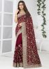 Maroon Embroidered Border Georgette Saree