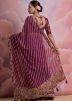 Wine Embroidered Border Saree In Georgette