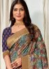 Multicolor Printed Tussar Silk Saree & Blouse