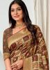 Multicolor Printed Tussar Silk Saree & Blouse