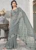 Grey Sequins Embellished Georgette Saree 