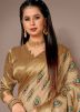Beige Printed Art Silk Saree & Blouse