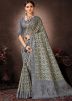 Grey Digital Print Chanderi Saree & Blouse