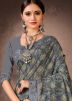 Grey Chanderi Digital Printed Saree