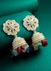 White Stone Work Jhumka Earrings