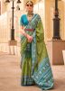 Green Printed Viscose Saree & Blouse