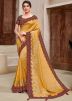 Yellow Applique Work Saree & Blouse