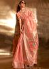 Peach Woven Work Tissue Silk Saree
