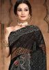 Black Embroidered Saree In Net