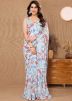 Light Blue Digital Printed Readymade SareeIn Georgette