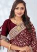 Maroon Embroidered Georgette Saree
