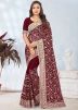 Maroon Embroidered Georgette Saree