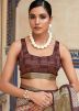 Brown Digital Printed Viscose Saree