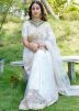 White Embroidered Saree In Net