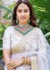 White Embroidered Saree In Net