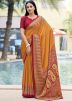 Yellow Printed Saree In Crape