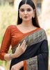 Black Printed Saree In Crape