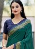 Green Printed Saree In Crape