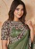 Green Embroidered Saree & Blouse