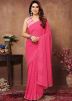 Pink Digital Printed Readymade  Georgette Saree 