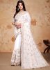 White Embroidered Saree In Georgette