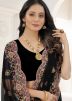 Black Resham Embroidered Net Saree