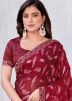 Maroon Brasso Work Georgette Saree