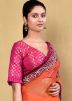 Orange Handwork Saree In Net