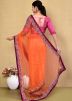 Orange Handwork Saree In Net