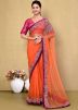Orange Handwork Saree In Net