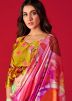 Multicolor Digital Printed Saree In Satin