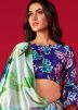 Multicolor Digital Printed Saree In Satin