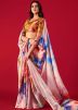 Multicolor Digital Printed Saree In Satin