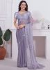 Lavender Purple Embroidered Border Saree