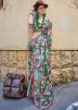 Multicolor Printed Saree In Satin