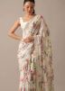 Off White Digital Printed Saree In Georgette