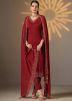 Red Embroidered Salwar Suit Set