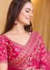 Pink Embroidered Net Saree & Blouse