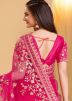 Pink Embroidered Net Saree & Blouse