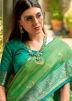 Green Woven Work Tissue Silk Saree