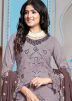 Grey Georgette Pant Suit In Thread Embroidery