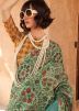 Green Printed Tissue Saree & Blouse