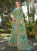 Green Printed Saree In Silk