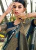 Blue Printed Saree In Silk