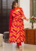 Orange Digital Print Anarkali Suit Set
