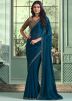 Teal Blue Embroidered Border Georgette Saree