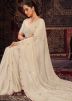 Off White Georgette Saree In Sequins Embroidery