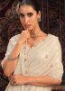 Off White Georgette Saree In Sequins Embroidery