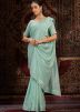 Green Georgette Sequins Embroidered Saree