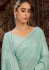 Green Georgette Sequins Embroidered Saree